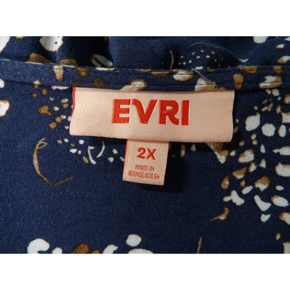 Evri 2X Top Tunic Cheetah Leopard Jag Animal Blue Office Career Big Cat Rayon - Picture 5 of 9